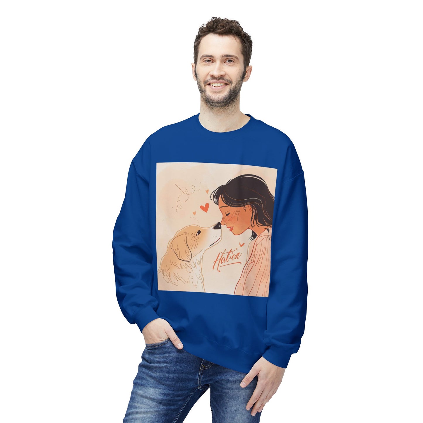 Heartfelt Dog Love Illustration Crewneck | Eco-Friendly - Limited