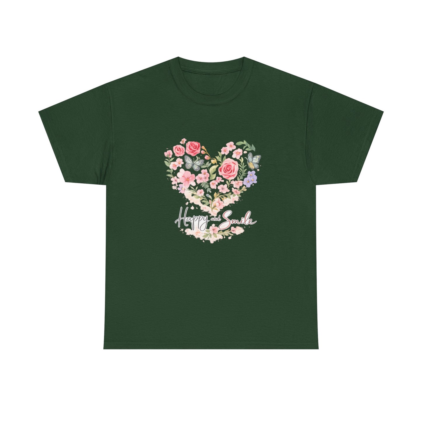 Happy Smile Floral Heart T-Shirt | Eco-Limited
