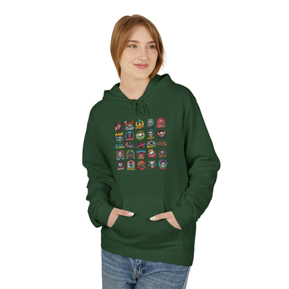Retro Pop Culture Character Grid Hoodie|Eco-Friendly - Limited