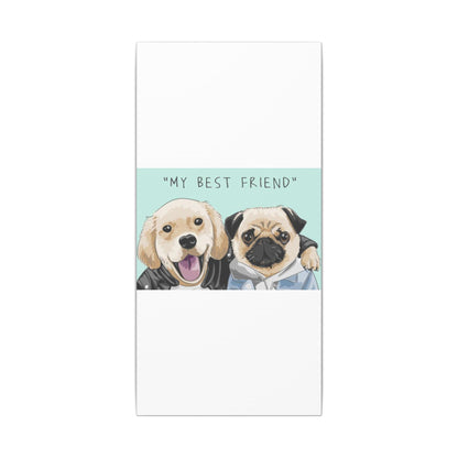 Cute Pug & Puppy Matte Stretched Print