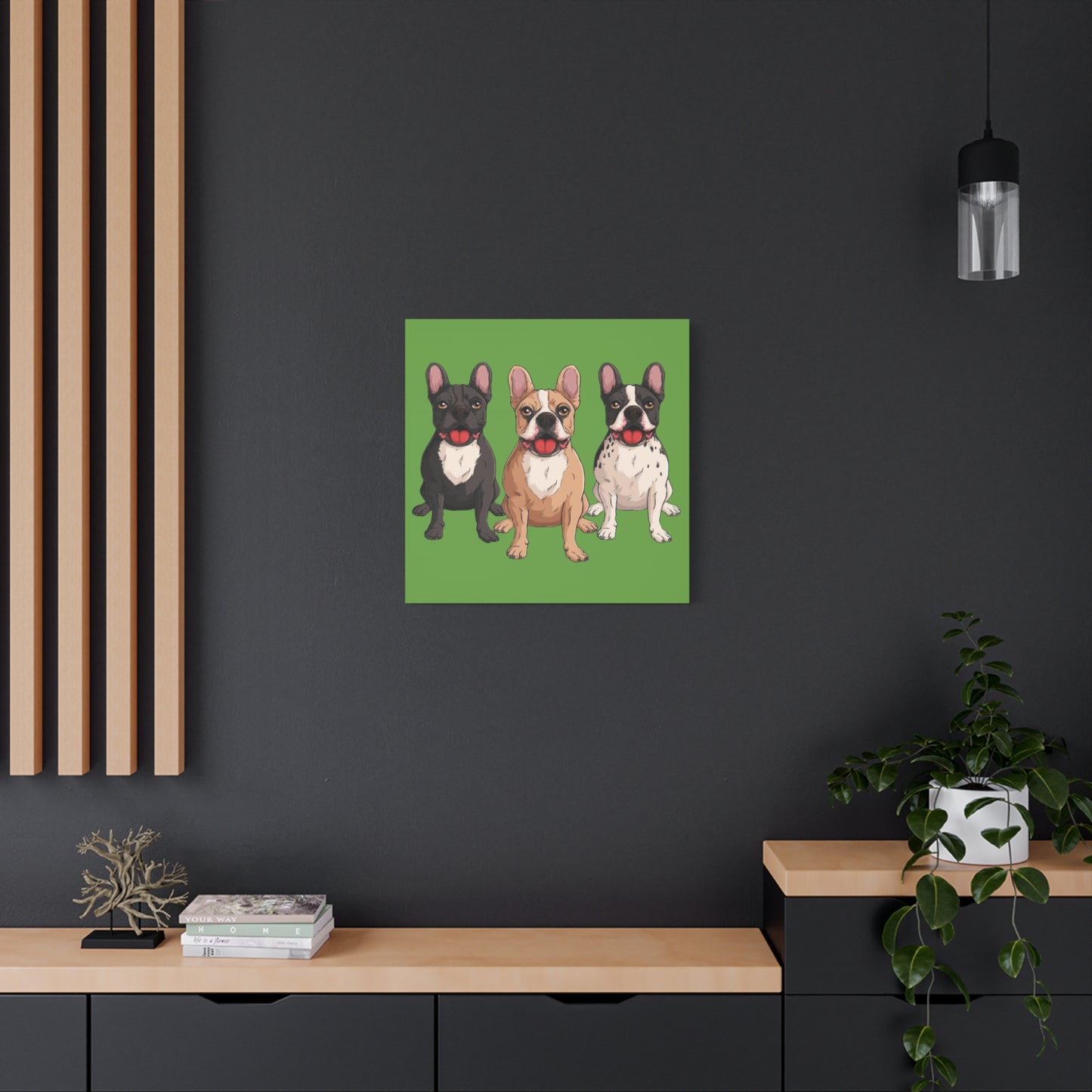 French Bulldog Trio Canvas Wall Art|Eco-Friendly - Limited