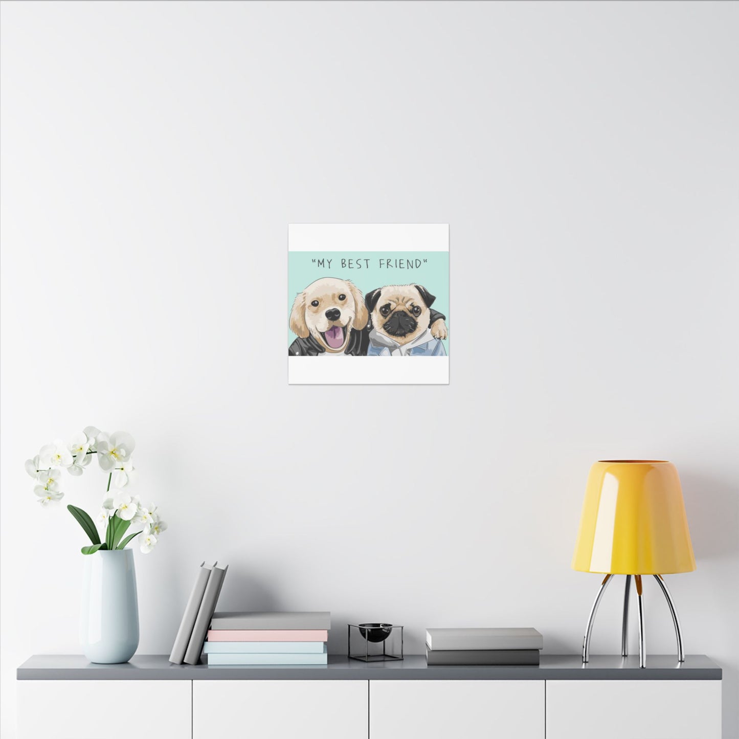 Cute Pug & Puppy Matte Stretched Print