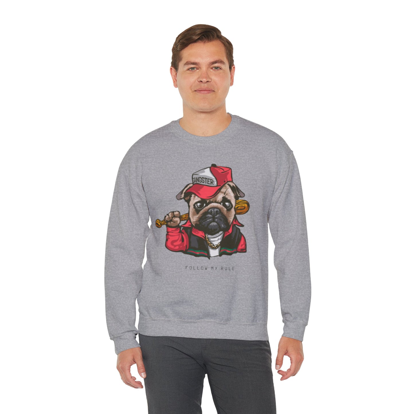 Gangster Pug Graphic Sweater | Eco-Limited