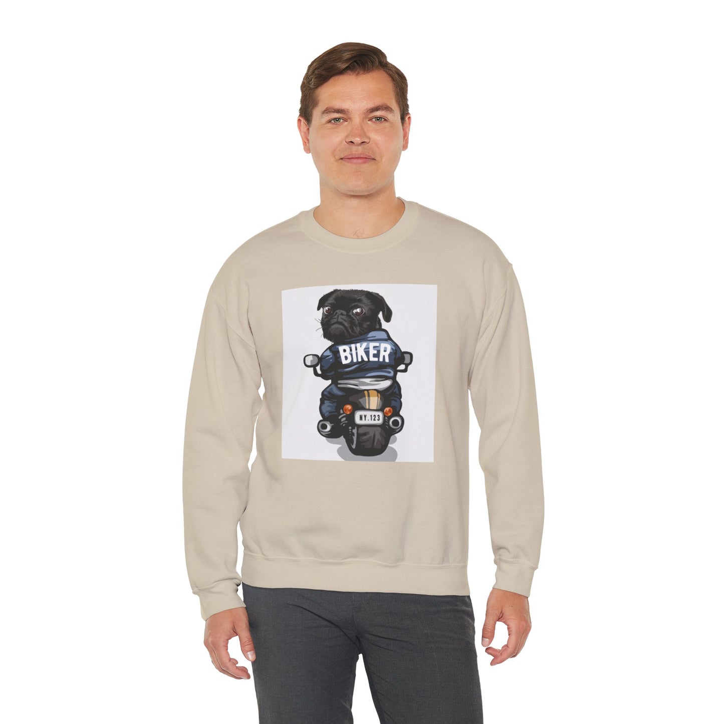 Biker Pug Graphic Sweater | Eco-Limited