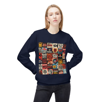 Vintage Rock Poster Collage Sweatshirt | Eco-Limited