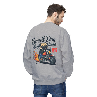 Small Dog Big Attitude Biker Pug Sweatshirt | Eco-Limited