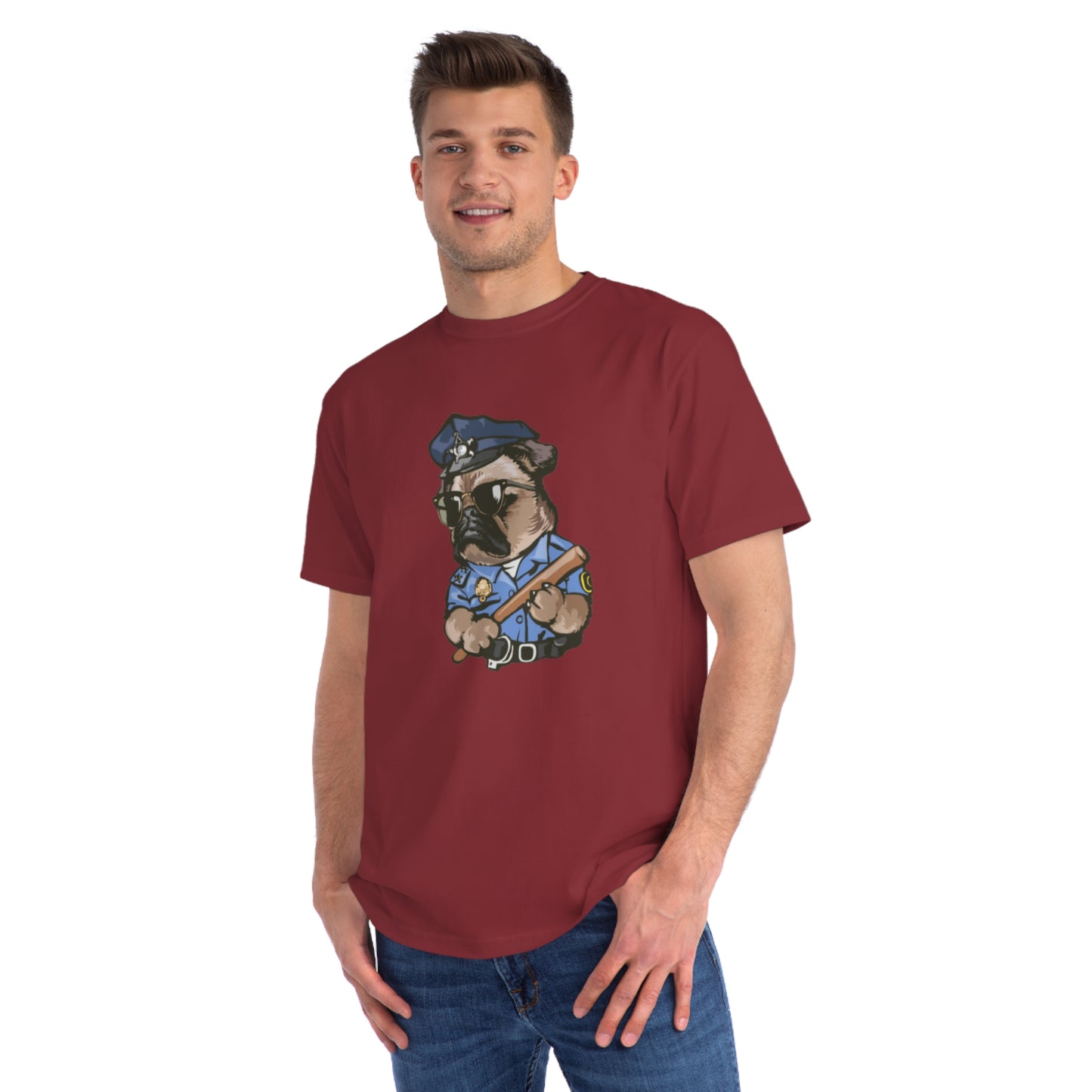 Cute Pug Cop Graphic Organic Tee