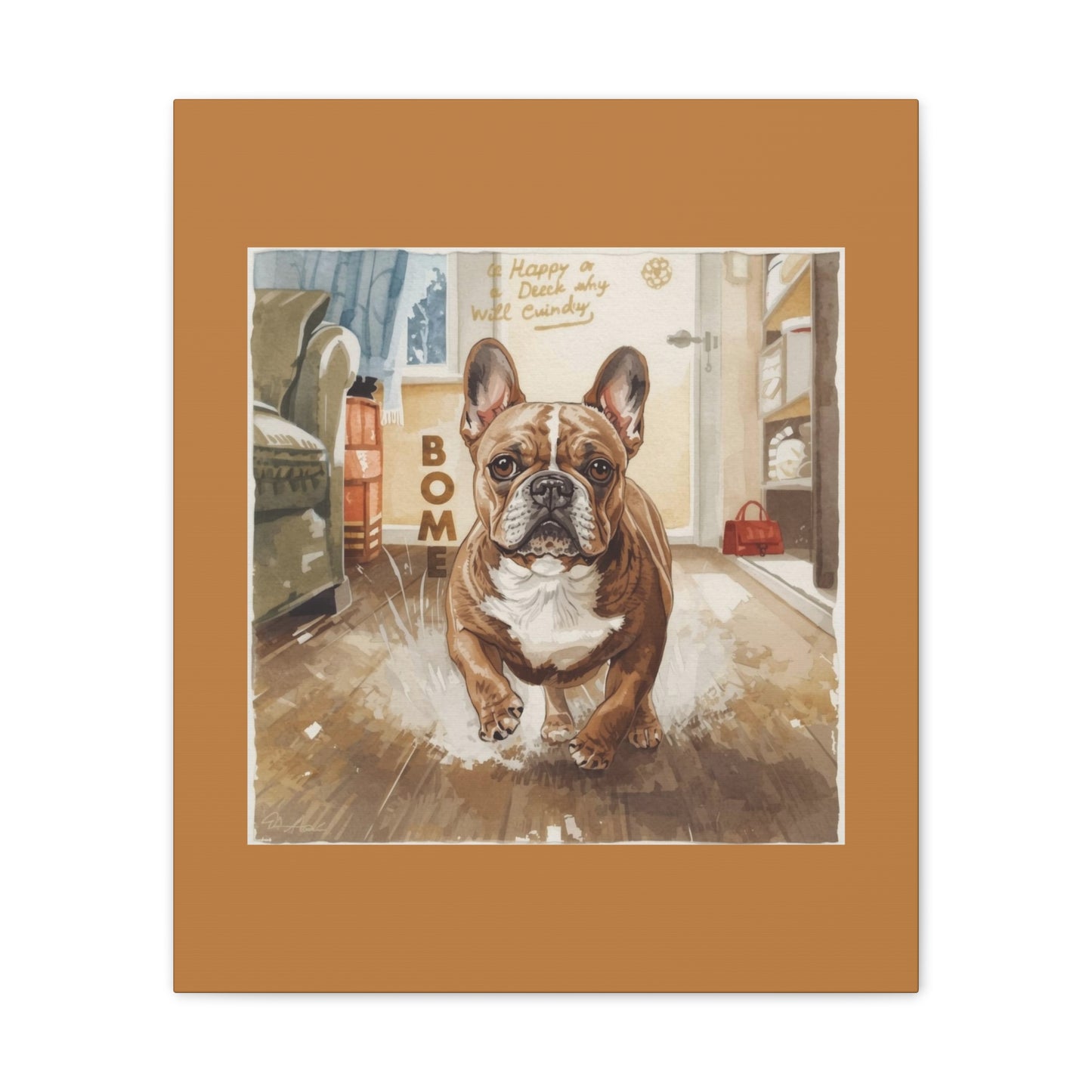 Happy Home Bulldog Canvas Art | Eco-Limited