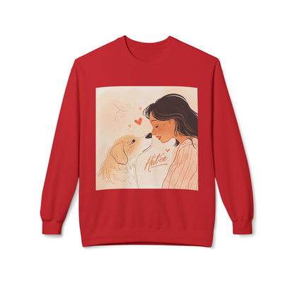 Heartfelt Dog Love Illustration Crewneck | Eco-Friendly - Limited