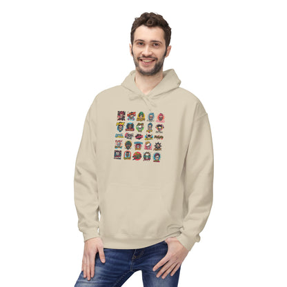Retro Pop Culture Character Grid Hoodie|Eco-Friendly - Limited