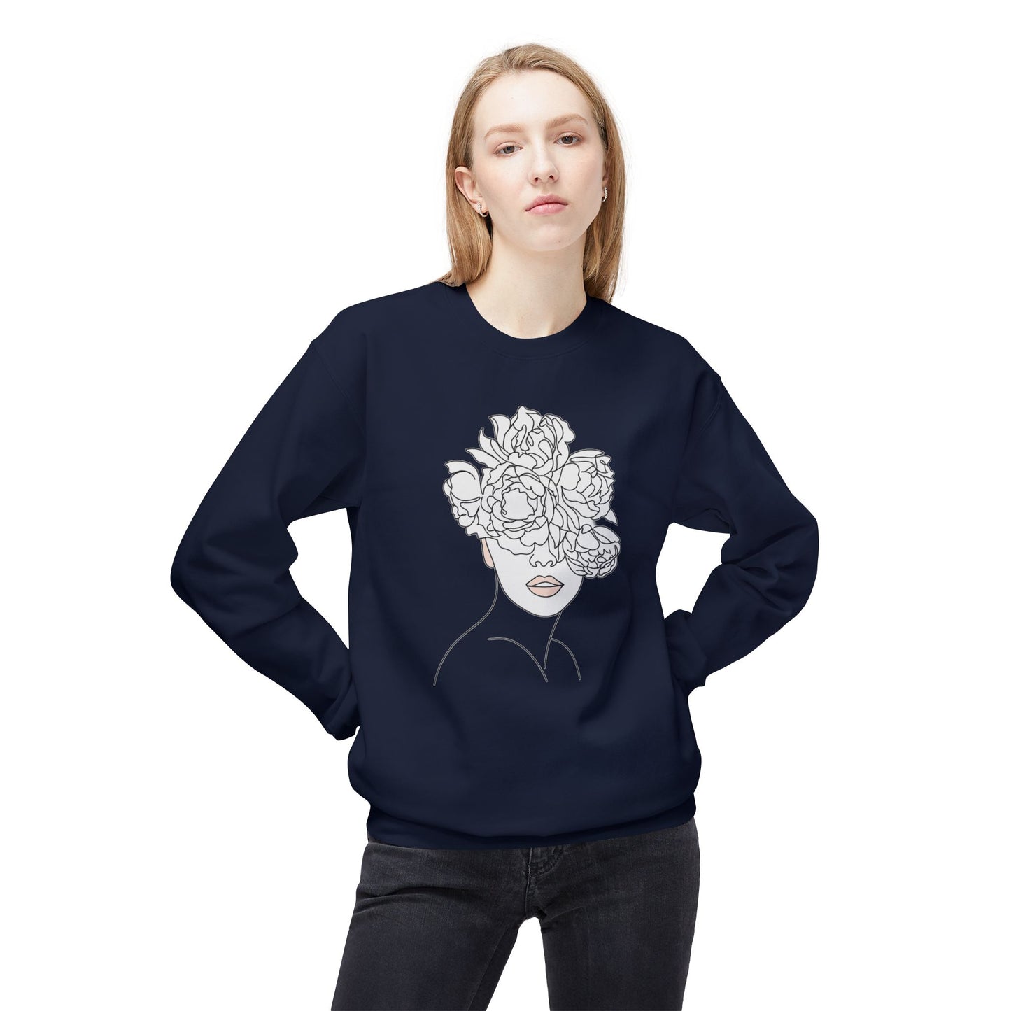 Floral Line Portrait Sweatshirt | Eco-Limited