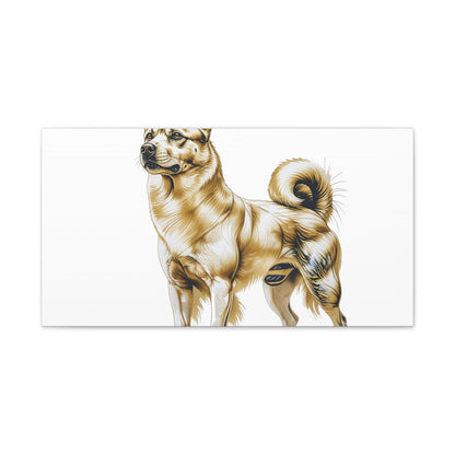 Korean Jindo Dog Illustration Canvas Wall Art | Eco - Limited