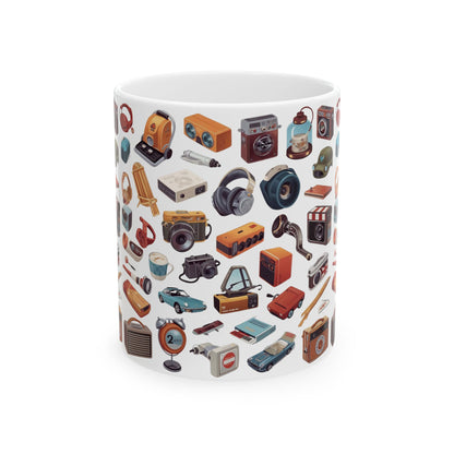 Vintage Gadgets Collage Ceramic Mug