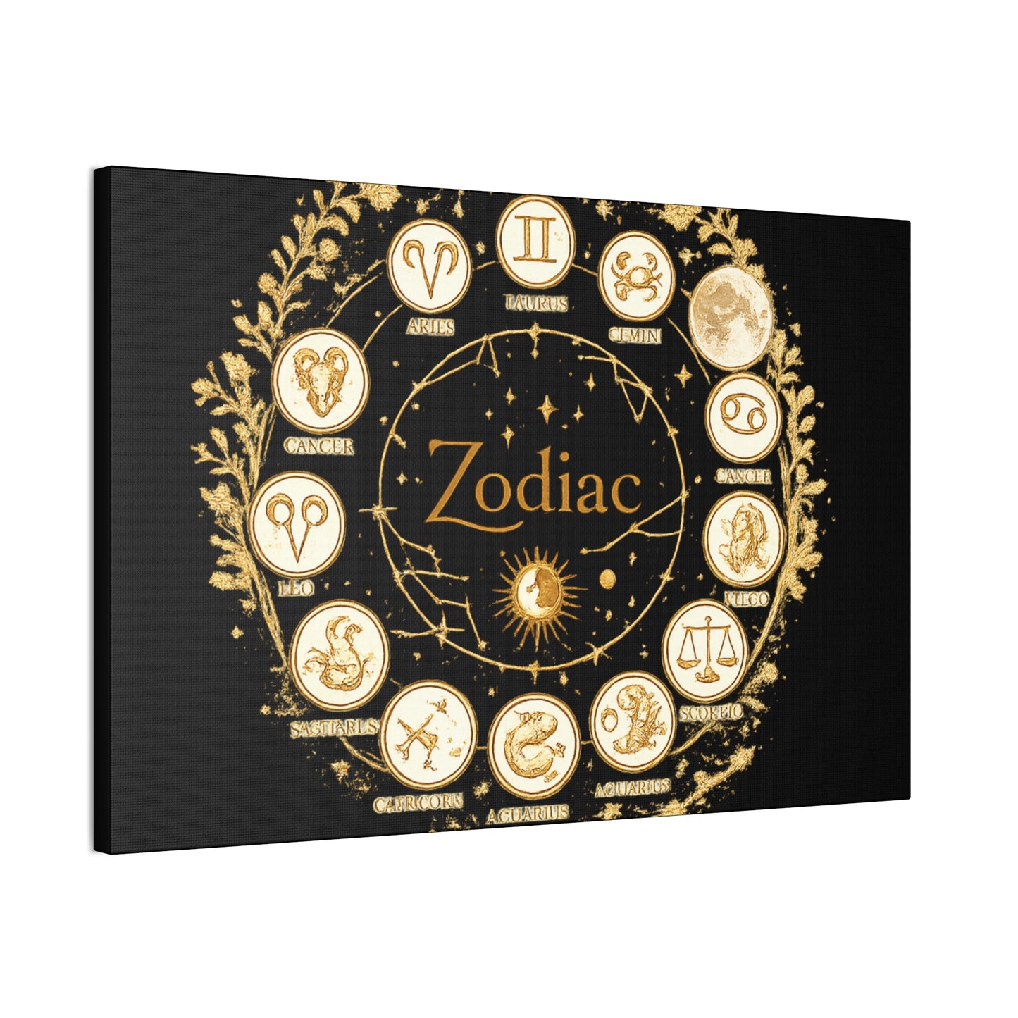 Golden Zodiac Astrology Canvas | Eco-Limited