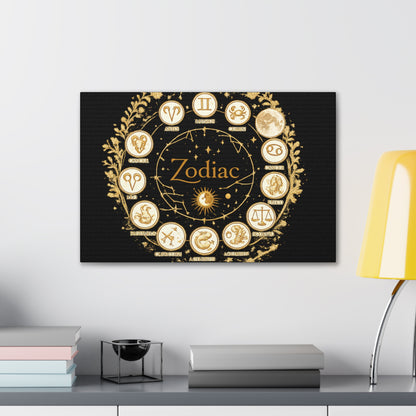 Golden Zodiac Astrology Canvas | Eco-Limited