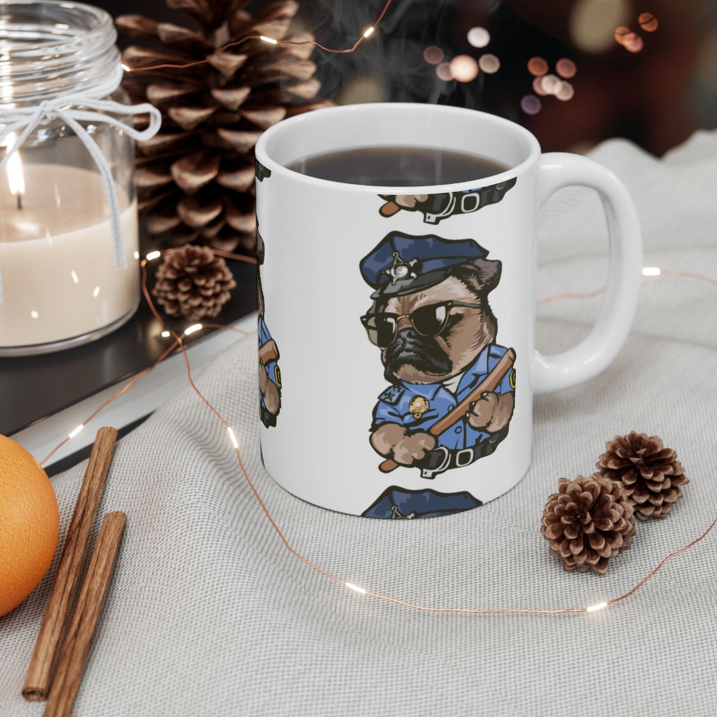 Cute Cop Dog Ceramic Coffee Cup (11oz & 15oz)