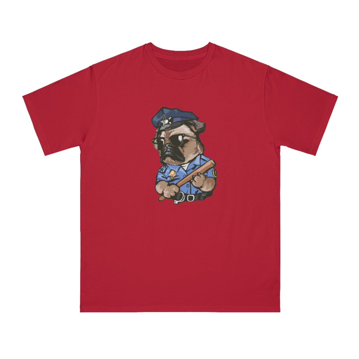 Cute Pug Cop Graphic Organic Tee