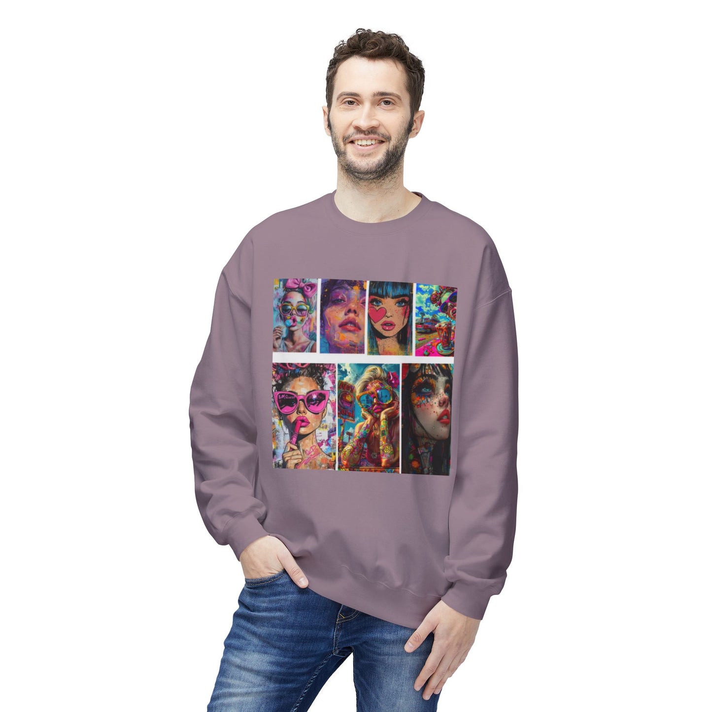 Pop Art Portrait Collage Graphic Sweatshirt