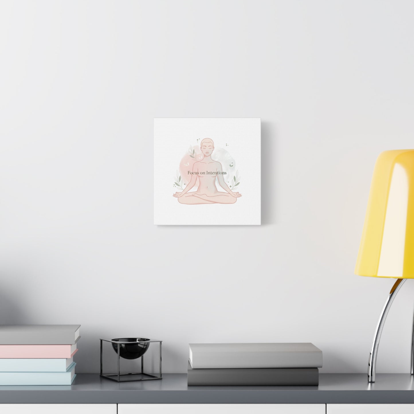 Focus on Intentions Canvas | Gentle Wellness Wall Art, Pastel Gradient Meditation Print