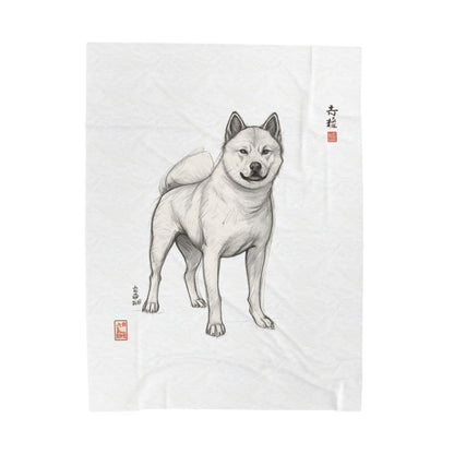Korean Jindo Ink Illustration Blanket | Eco-Limited