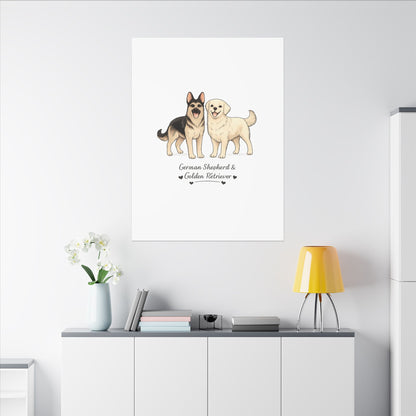 German Shepherd & Golden Retriever Canvas Wall Art