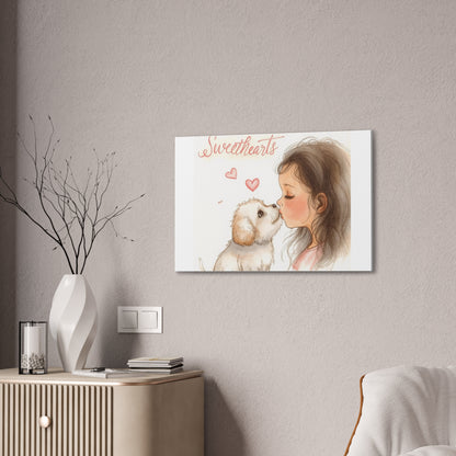 Sweethearts – Child &amp; Puppy Love Canvas | Eco-Limited