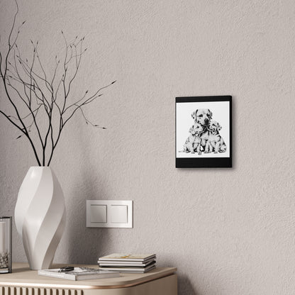 Mother and Puppies Black and White Canvas Wall Art | Eco Limited