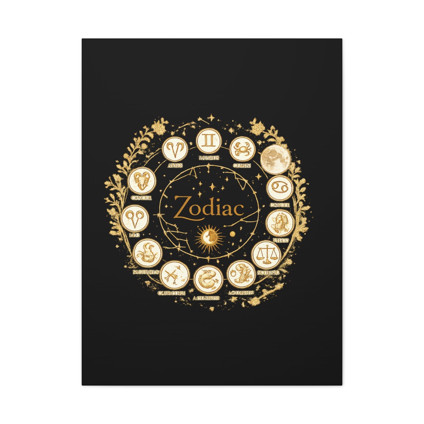 Golden Zodiac Astrology Canvas | Eco-Limited