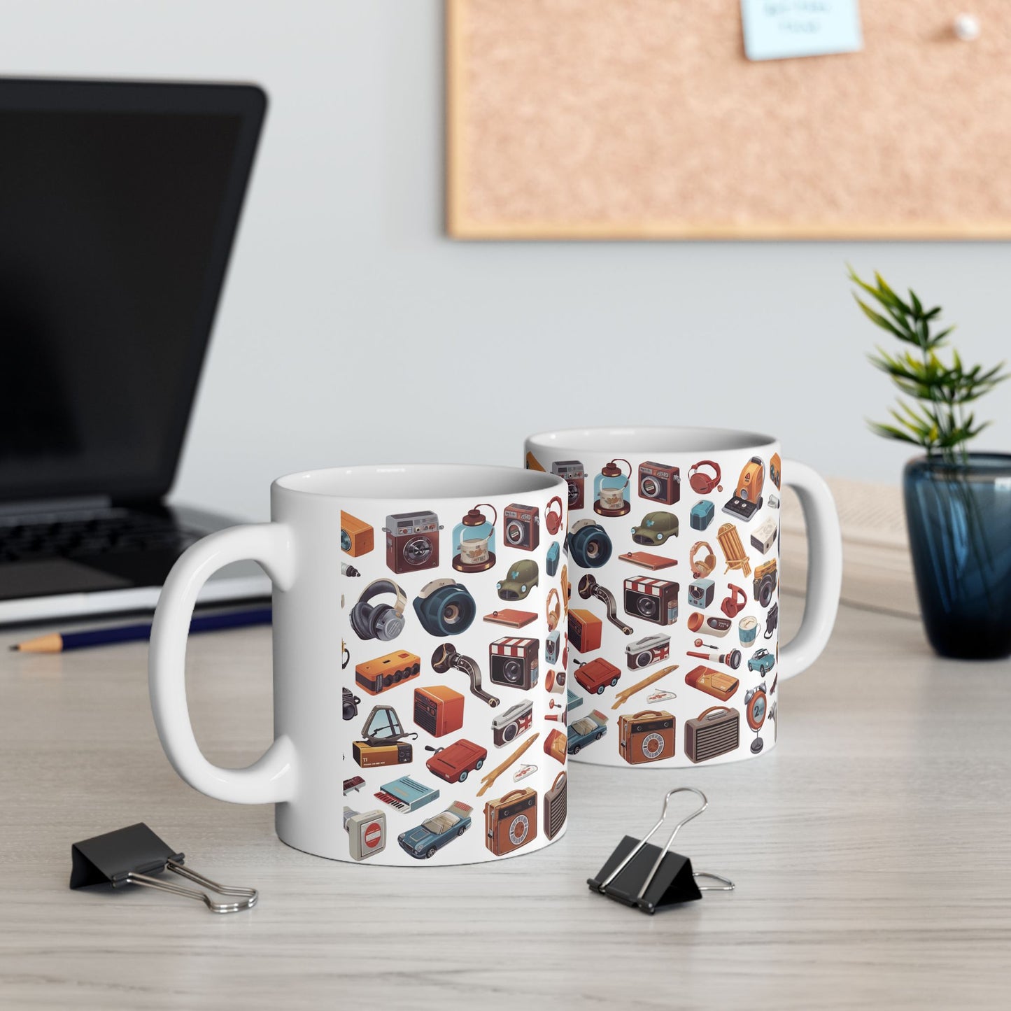 Vintage Gadgets Collage Ceramic Mug