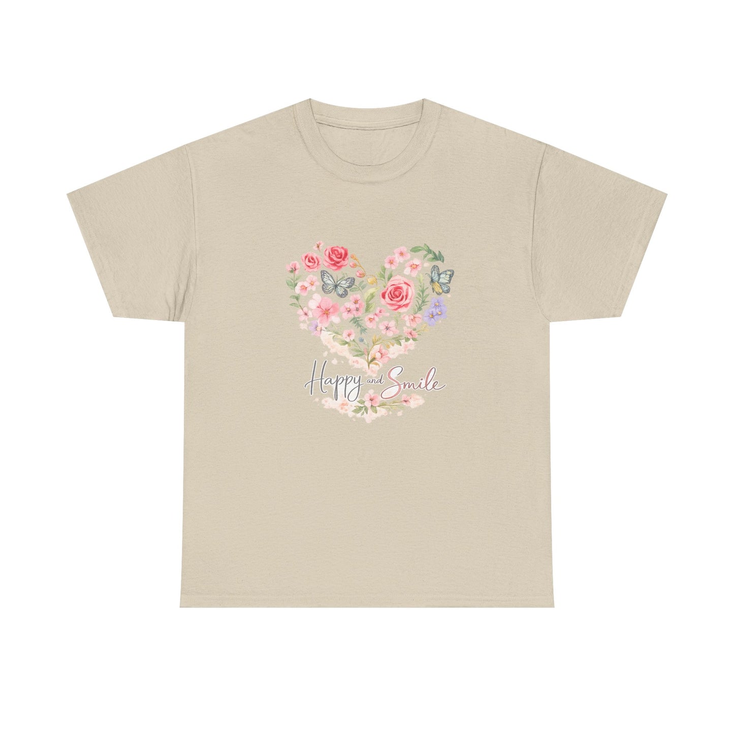 Happy Smile Floral Heart T-Shirt | Eco-Limited