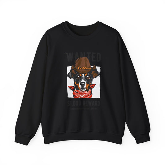 Wanted Cowboy Dog Art Sweatshirt | Eco-Limited