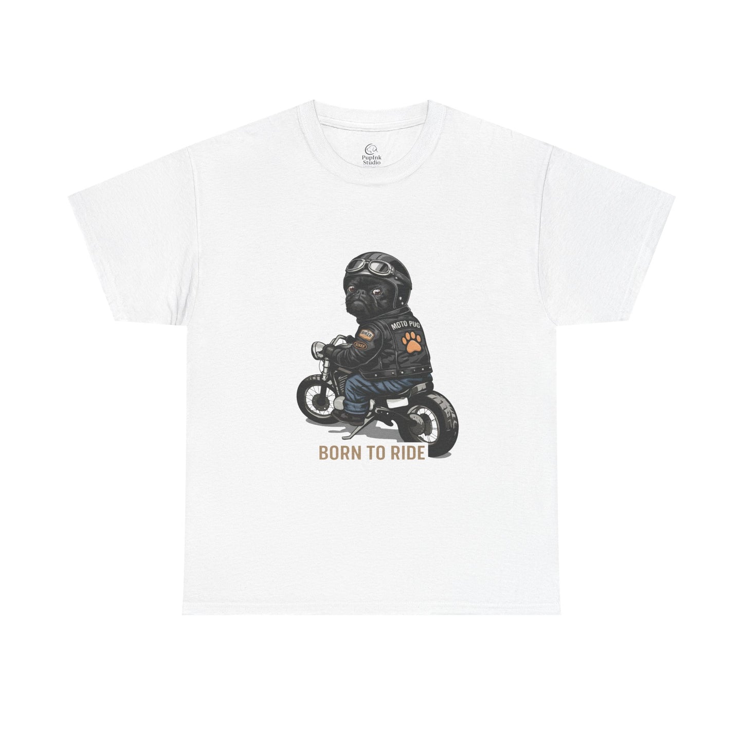 Moto Pug Born To Ride T-Shirt | Eco-Limited