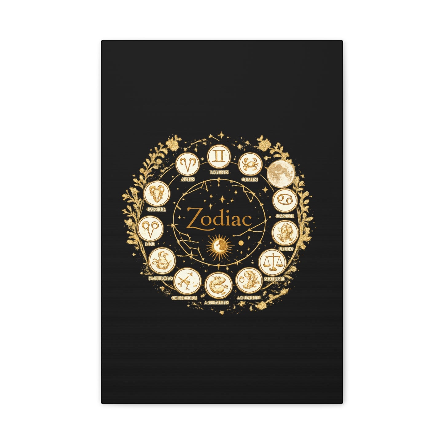 Golden Zodiac Astrology Canvas | Eco-Limited