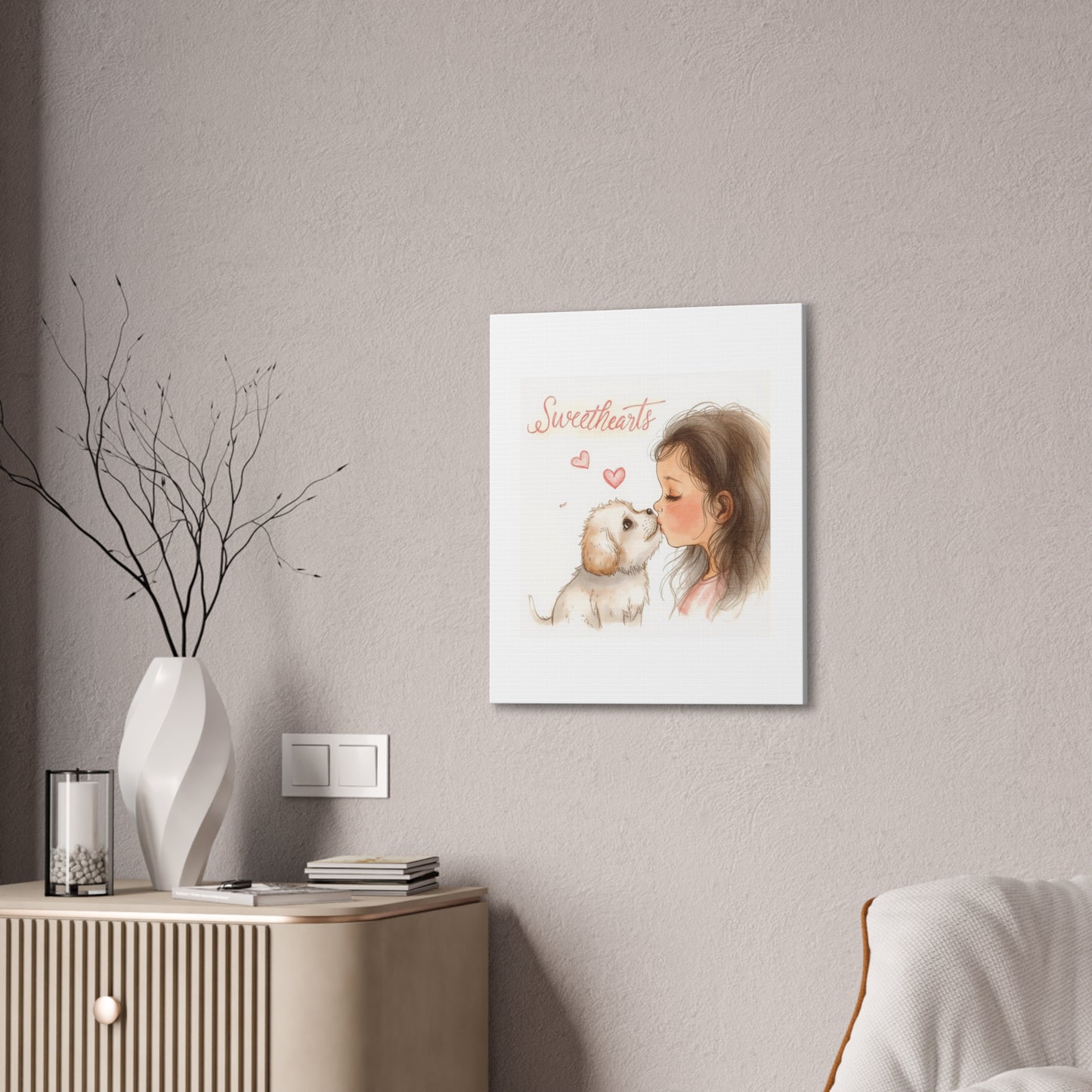 Sweethearts – Child &amp; Puppy Love Canvas | Eco-Limited