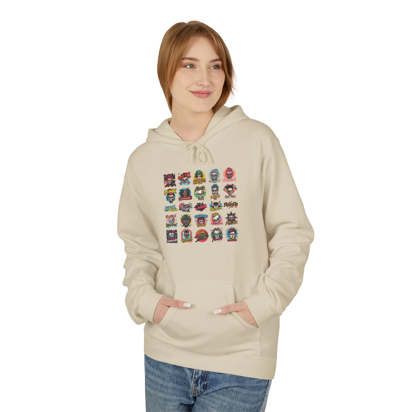 Retro Pop Culture Character Grid Hoodie|Eco-Friendly - Limited