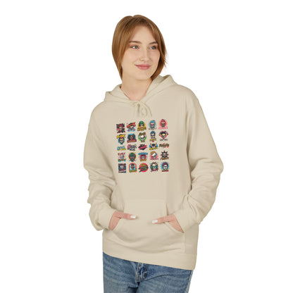 Retro Pop Culture Character Grid Hoodie|Eco-Friendly - Limited
