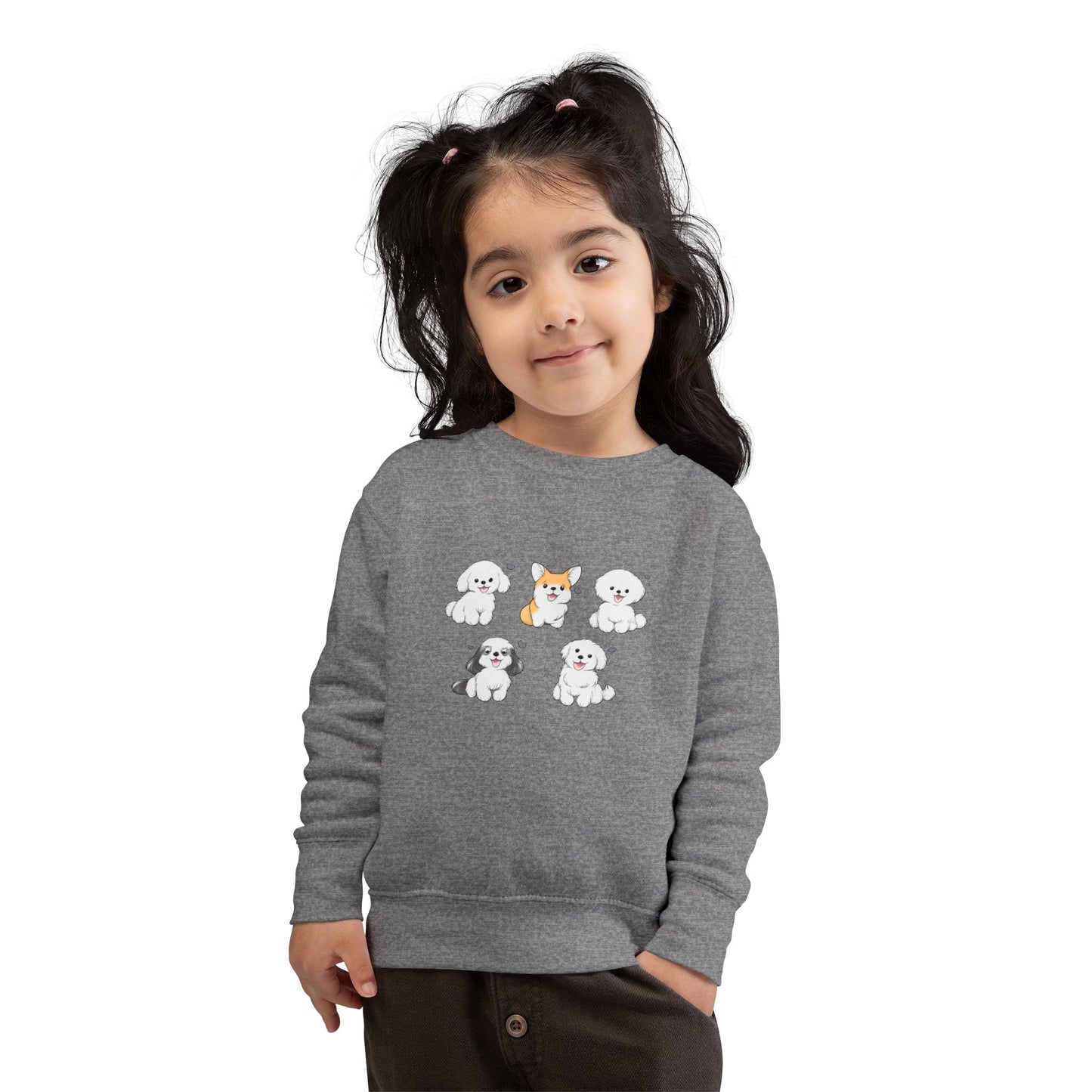 Cute Cartoon Puppies Crewneck for Kids