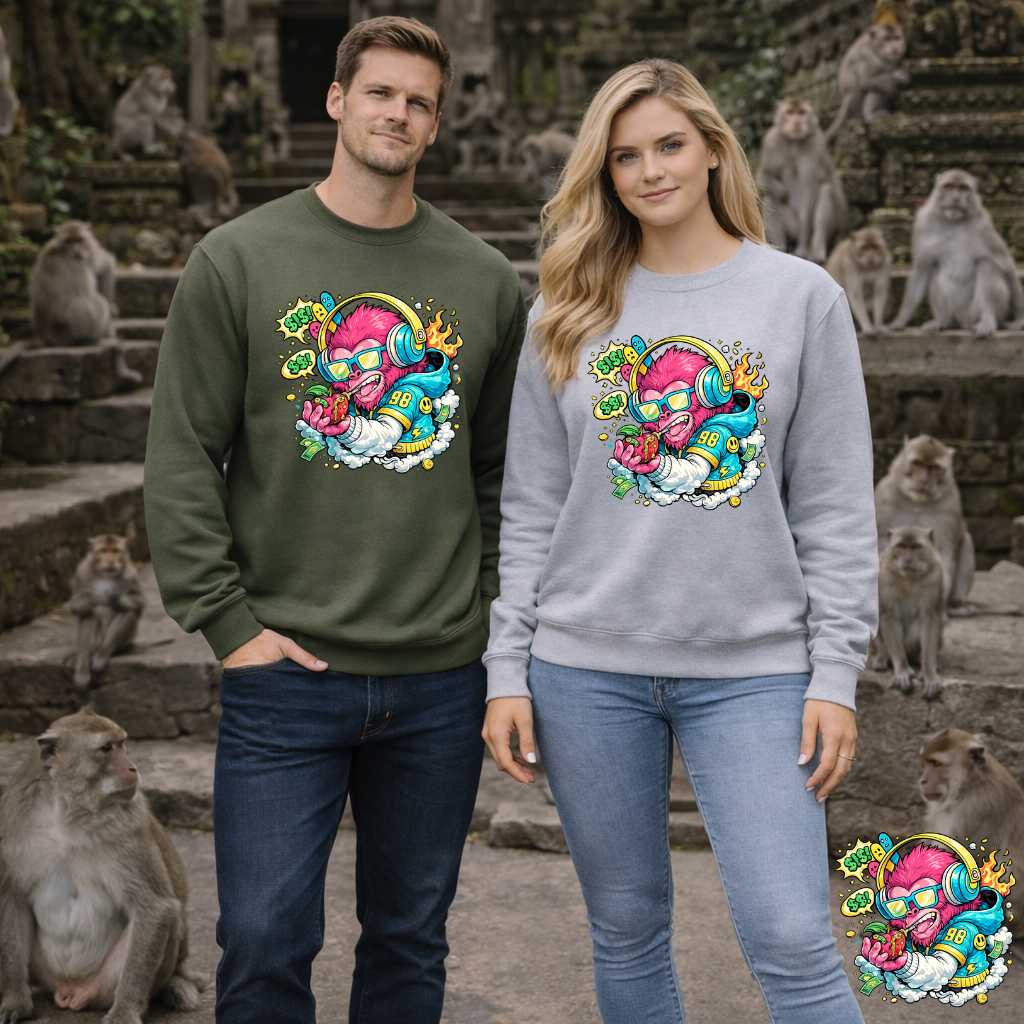 Juicy Vibes Monkey Graphic Sweater | Eco - Limited