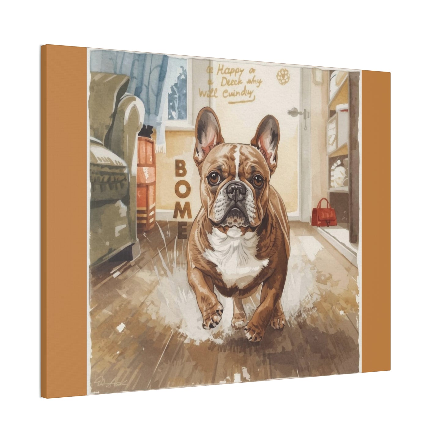 Happy Home Bulldog Canvas Art | Eco-Limited