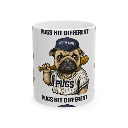 Pugs Hit Different Baseball Ceramic Mug | Eco Limited