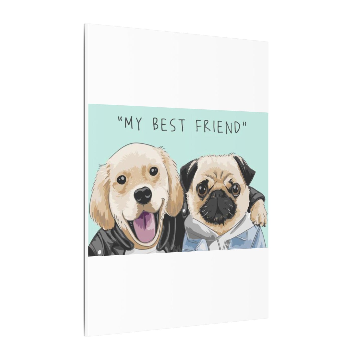 Cute Pug & Puppy Matte Stretched Print
