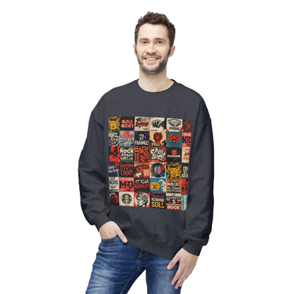 Vintage Rock Poster Collage Sweatshirt | Eco-Limited