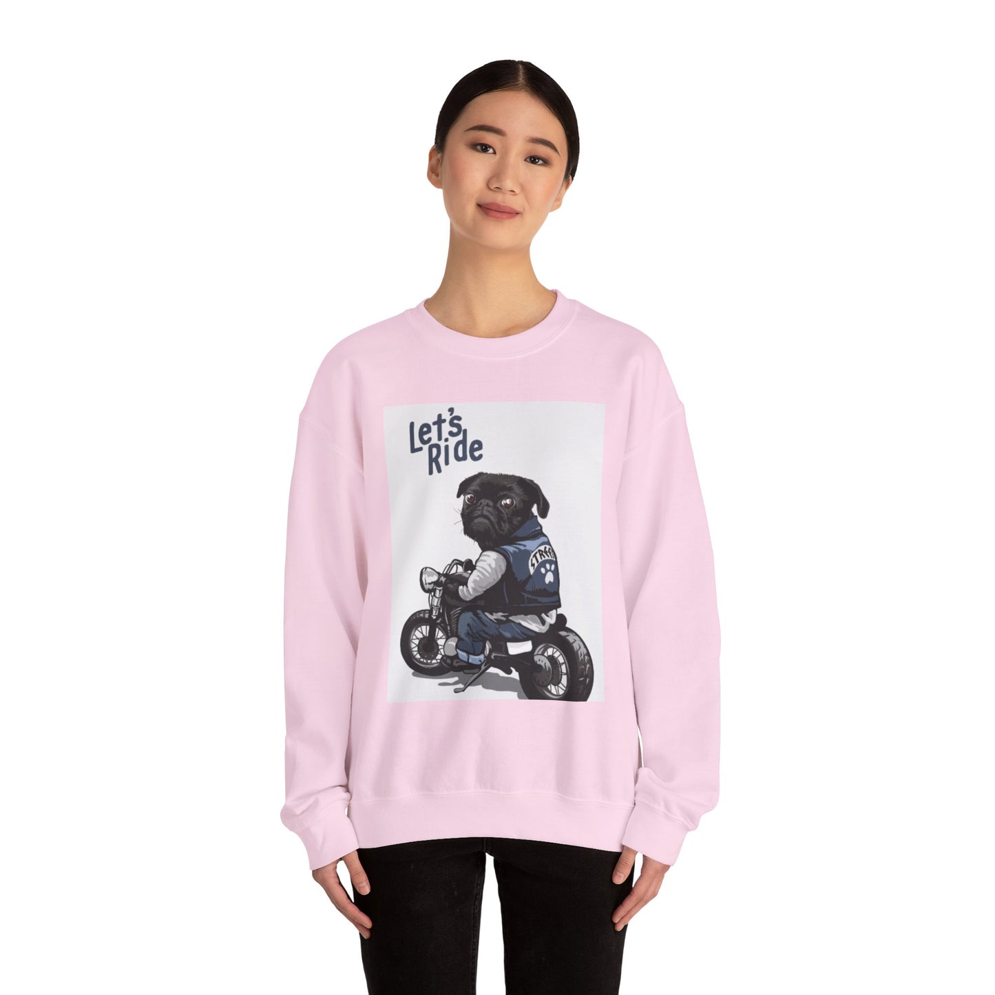 Let’s Ride Biker Pug Graphic Sweatshirt | Eco-Limited