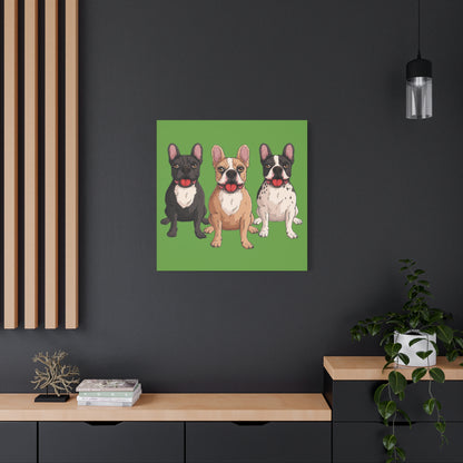 French Bulldog Trio Canvas Wall Art|Eco-Friendly - Limited