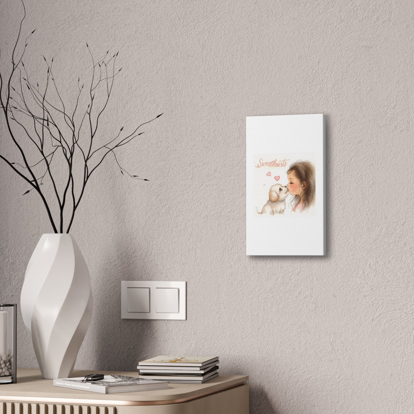 Sweethearts – Child &amp; Puppy Love Canvas | Eco-Limited