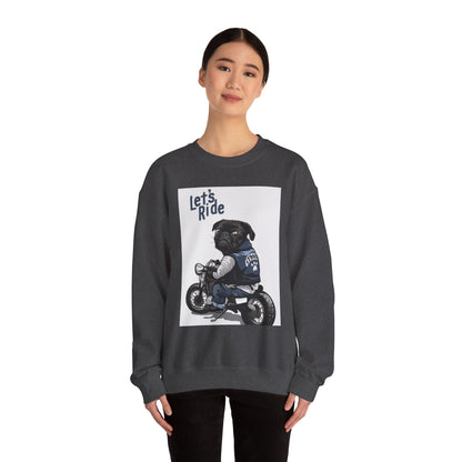 Let’s Ride Biker Pug Graphic Sweatshirt | Eco-Limited