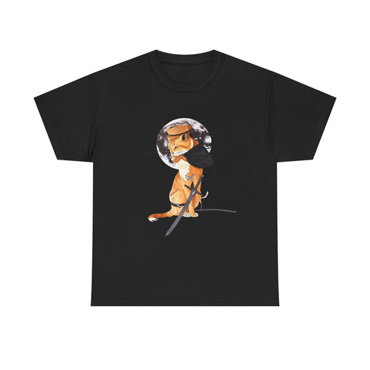 Moonlit Samurai Cat Art T-Shirt | Eco-Limited