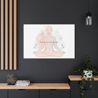 Focus on Intentions Canvas | Gentle Wellness Wall Art, Pastel Gradient Meditation Print