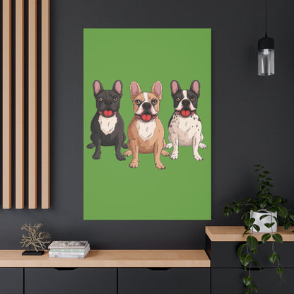 French Bulldog Trio Canvas Wall Art|Eco-Friendly - Limited