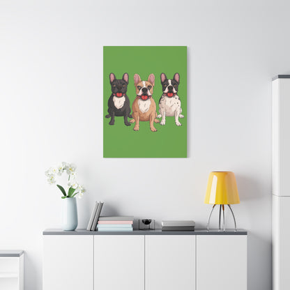French Bulldog Trio Canvas Wall Art|Eco-Friendly - Limited